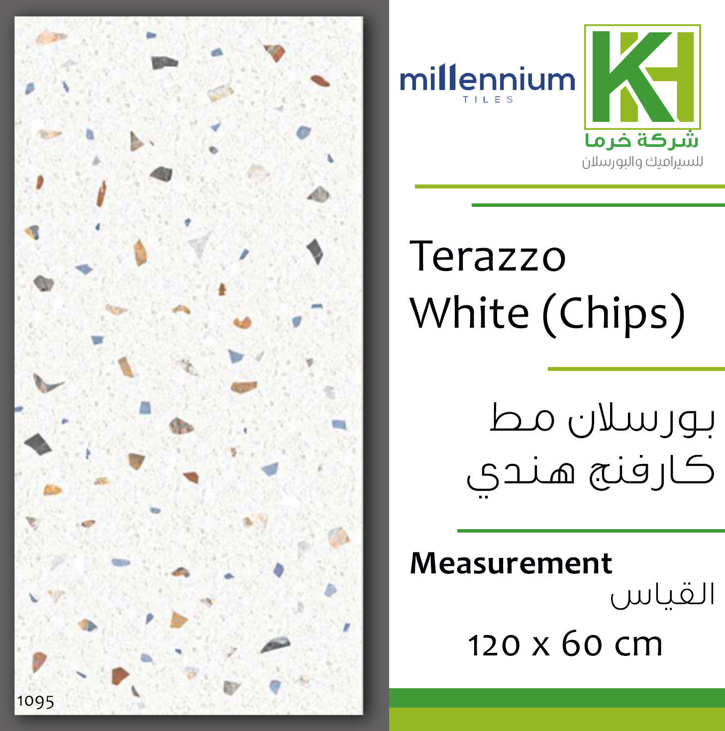 Picture of Indian matt carving porcelain tile 60x120 cm Terrazzo White (Chips)